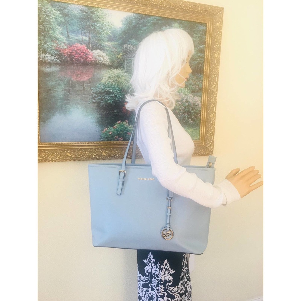 Michael Kors grossgrain shoulder bag blue tote/diaper bag - Picture 7 of 7